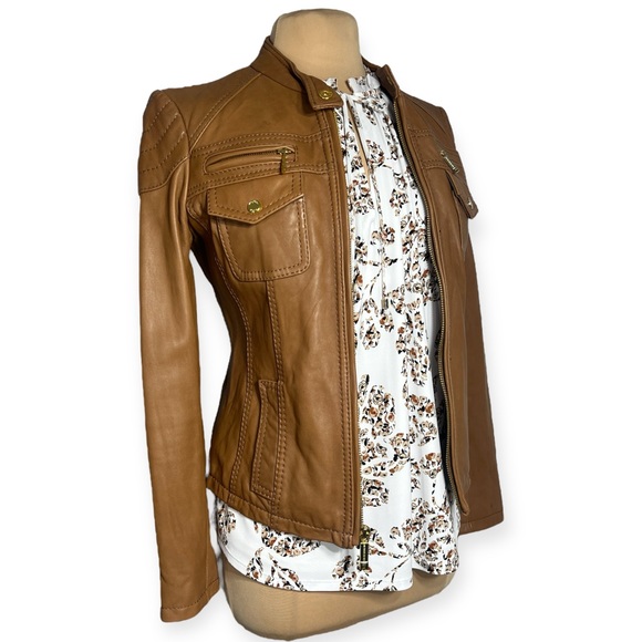 Michael Michael Kors brown leather jacket size M - Picture 4 of 13